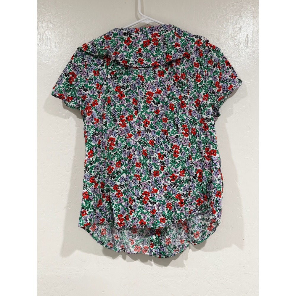 Maeve Anthropologie Floral Peter Pan Collar Button Down Blouse Top Size US 12 - Picture 3 of 6